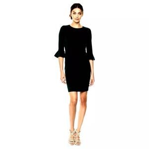 Donna Morgan Kendall Sheath Dress Size 12 Black Bell Sleeve